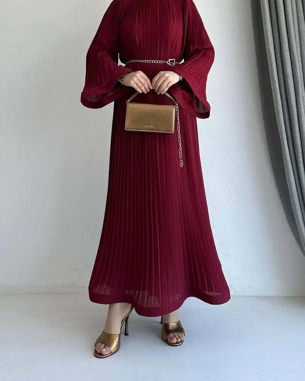 Boutique Wholesale 2025 Summer New Fashionable Round Neck Pleated Loose Casual Women's Dress