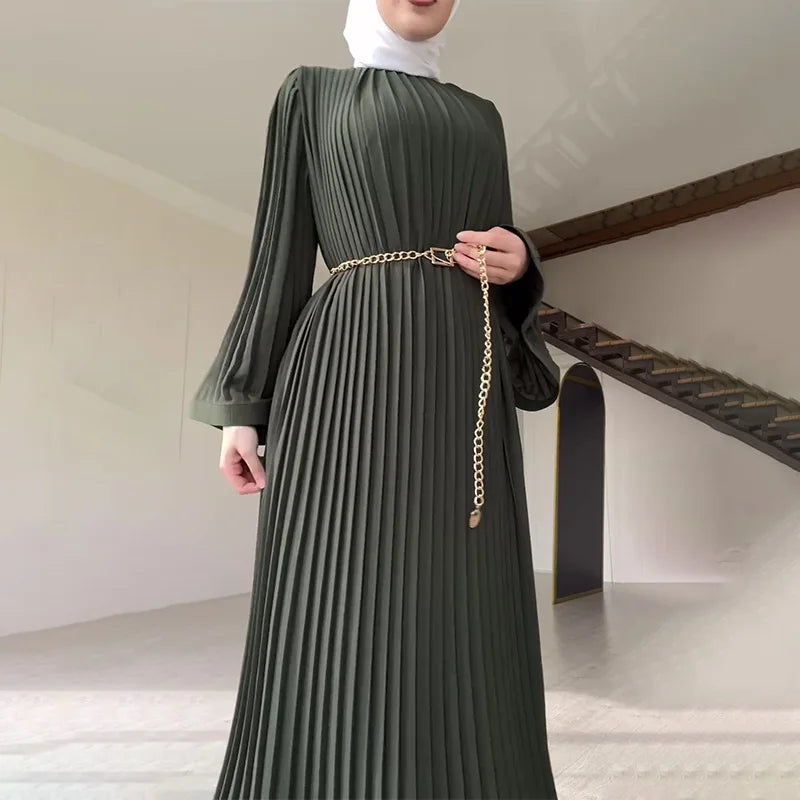 Boutique Wholesale 2025 Summer New Fashionable Round Neck Pleated Loose Casual Women's Dress