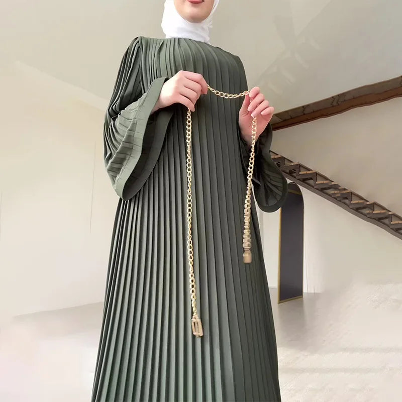 Boutique Wholesale 2025 Summer New Fashionable Round Neck Pleated Loose Casual Women's Dress