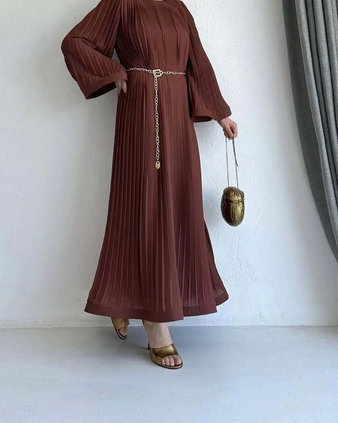 Boutique Wholesale 2025 Summer New Fashionable Round Neck Pleated Loose Casual Women's Dress