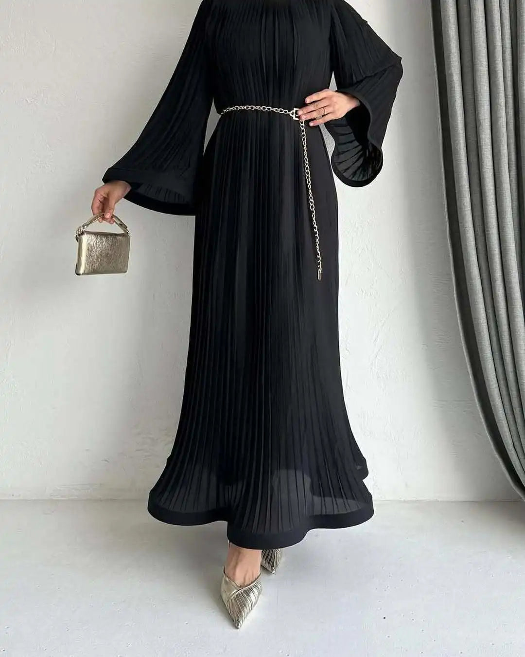 Boutique Wholesale 2025 Summer New Fashionable Round Neck Pleated Loose Casual Women's Dress