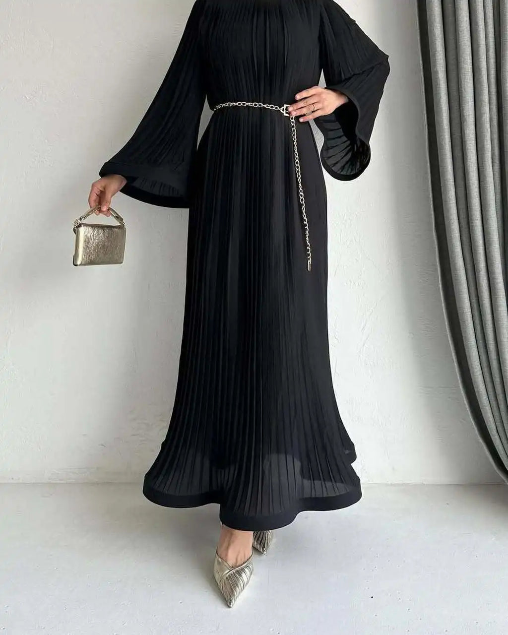 Boutique Wholesale 2025 Summer New Fashionable Round Neck Pleated Loose Casual Women's Dress