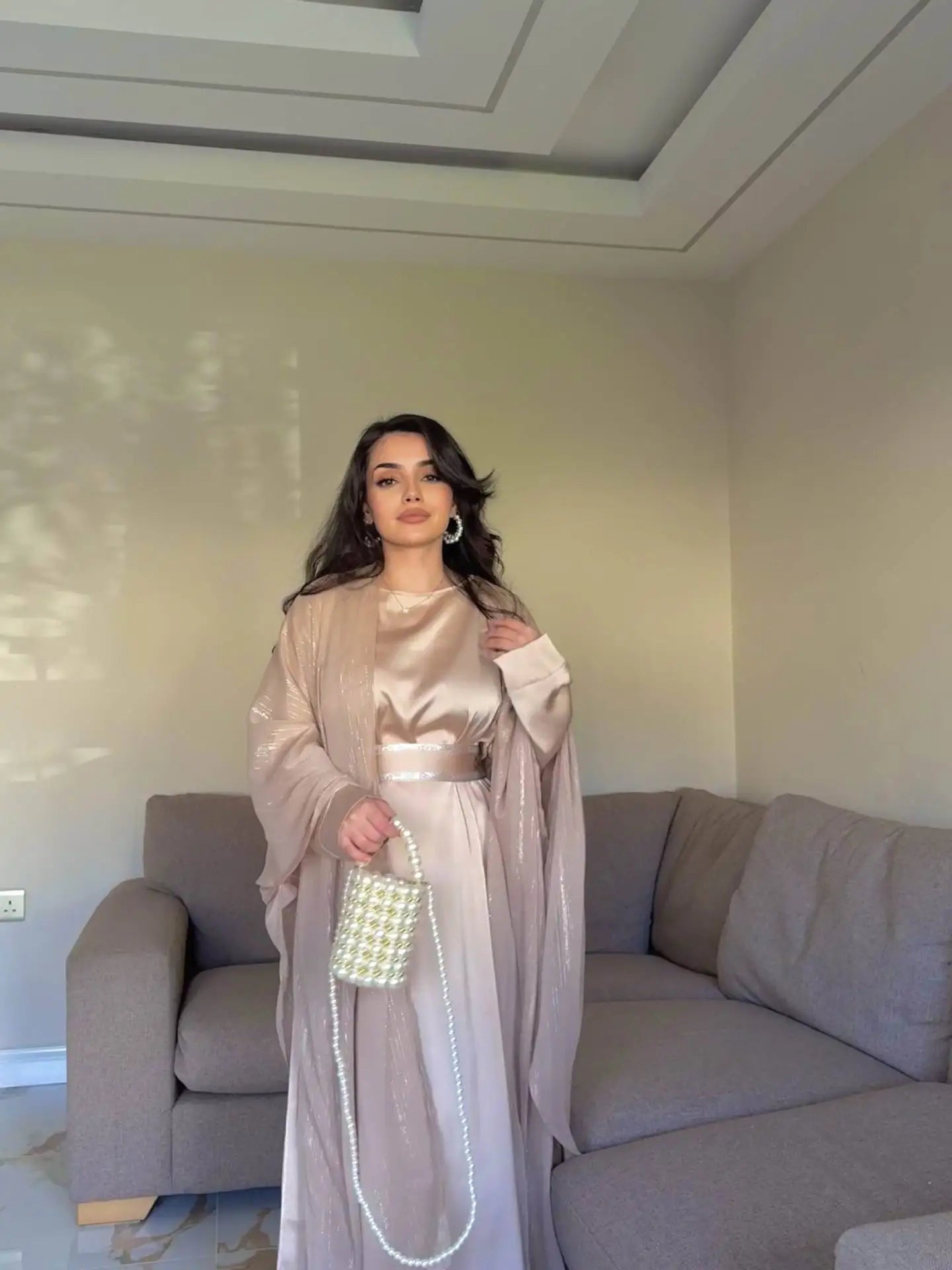 Eid Dress Suit Open Abaya Women Cardigan Dresses 2 Piece Set Jalabiya Muslim Ramadan Dubai Kaftan Party Vestidos Robe Morocco