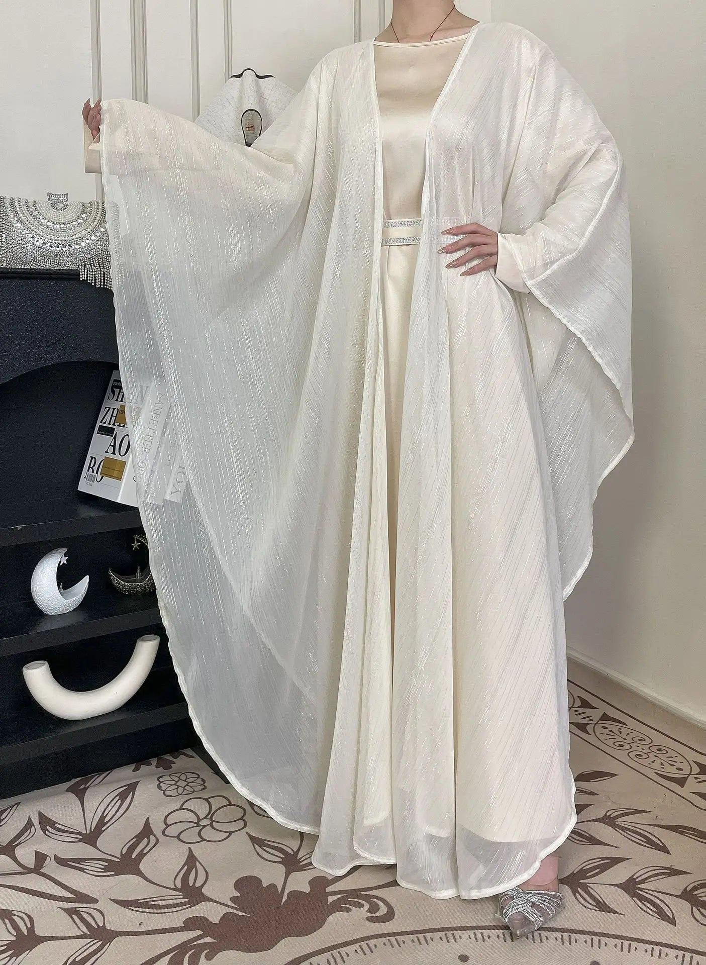 Eid Dress Suit Open Abaya Women Cardigan Dresses 2 Piece Set Jalabiya Muslim Ramadan Dubai Kaftan Party Vestidos Robe Morocco